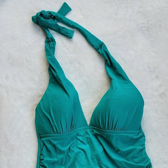 La Blanca Island Goddess Halter Tankini Top Jade Green Size  6 C D Cup - Picture 3 of 6